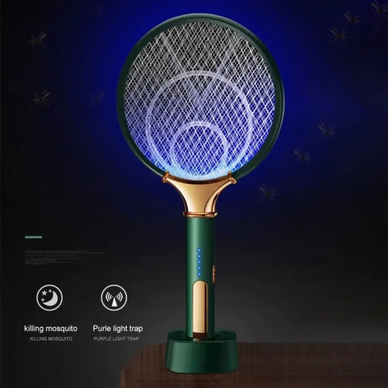 

2 In 1 LED Household Electric Mosquito Swatter 1200mAh USB 3000V Silent Anti Fly Bug Zapper Killer Trap Anti-Insect Racket Pest