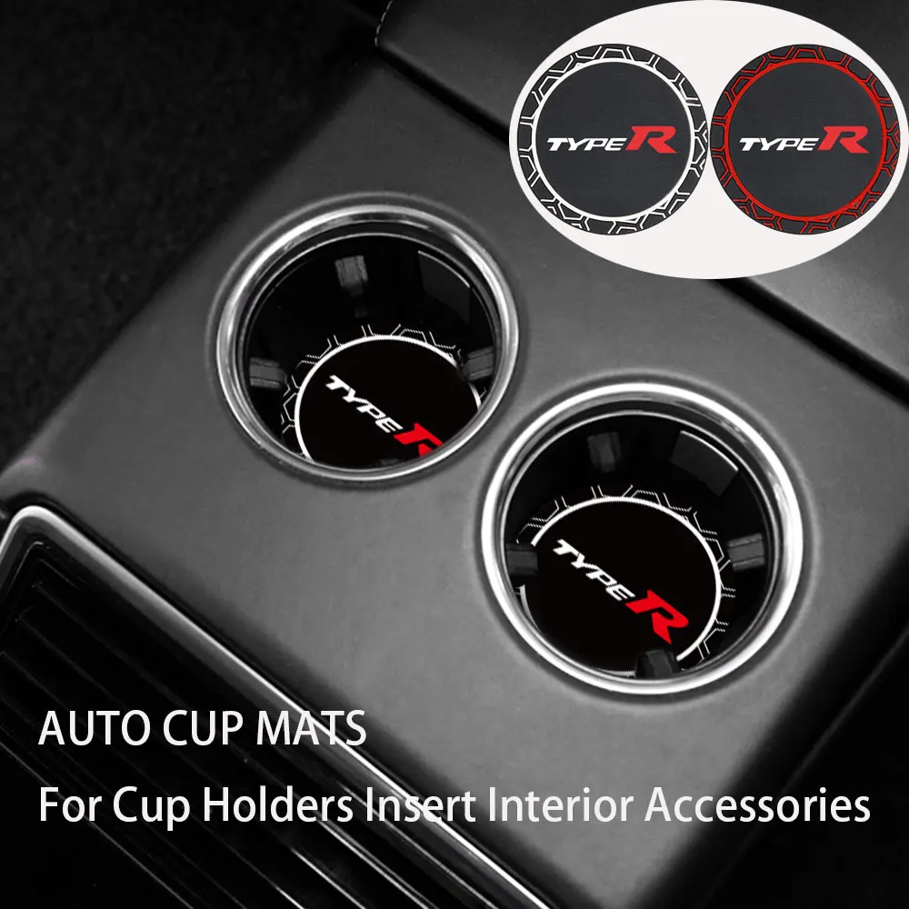 

2Pcs Silicone Car Water Cup Non-slip Mat For Honda TYPE R Anti-Dirt Bottle Automotive Interior Anti-skid Pad Holders Accessories