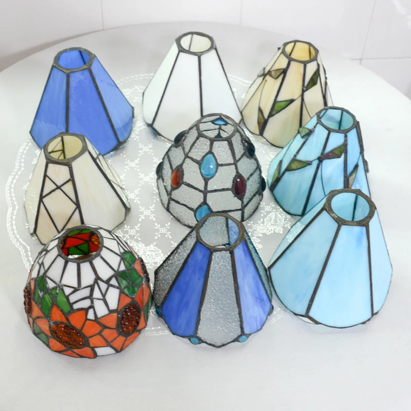 

Tiffany Stained Glass Lampshade for E27 Holder Table Lamp Pendant Lights Ceiling Lighting Wall Sconce Fixtures Only Lampshade