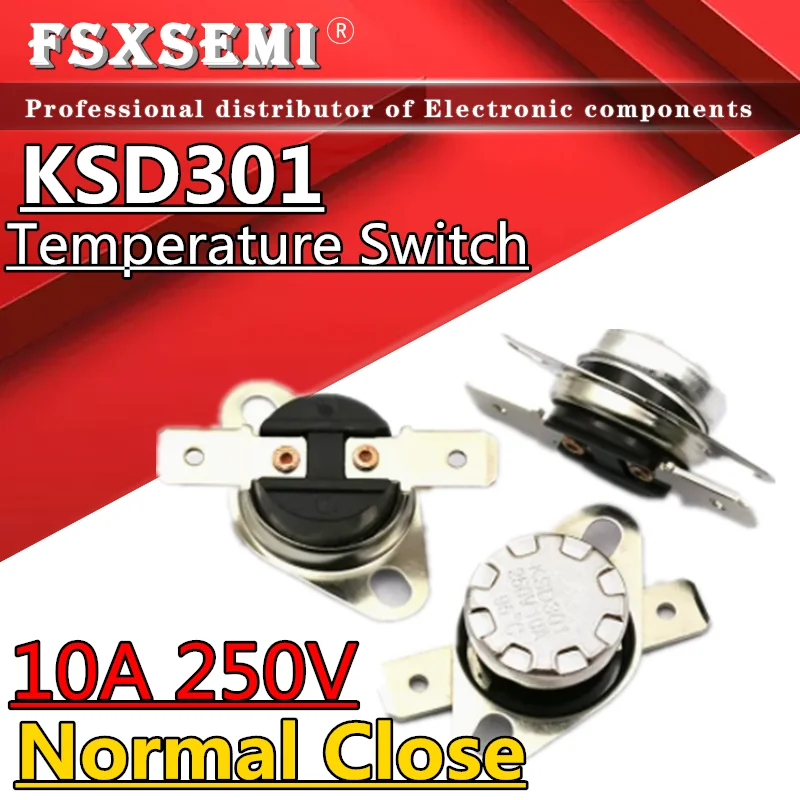 

KSD301 10A 250V KSD302 Ceramic Normally Close Temperature Switch Thermostat 0 5 10 30 40 50 65 75 85 95 100 105 125 130C 150C