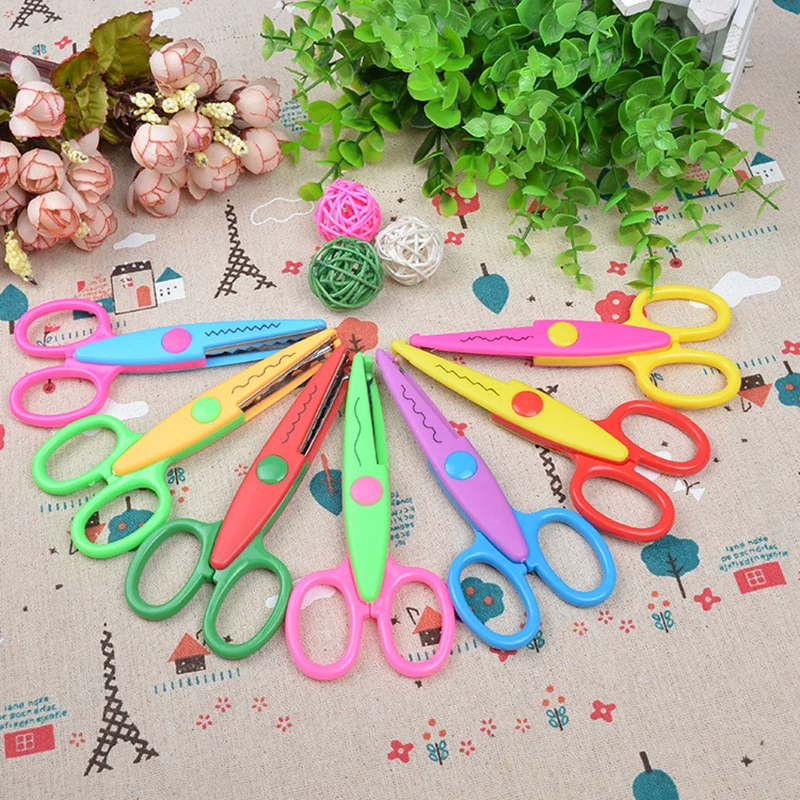 

6Pcs/Set Children Kids Paper Craft Scissors 6 Cutting Patterns Curved Edges DIY Decorative Scissor For Scrapbook Album Photos