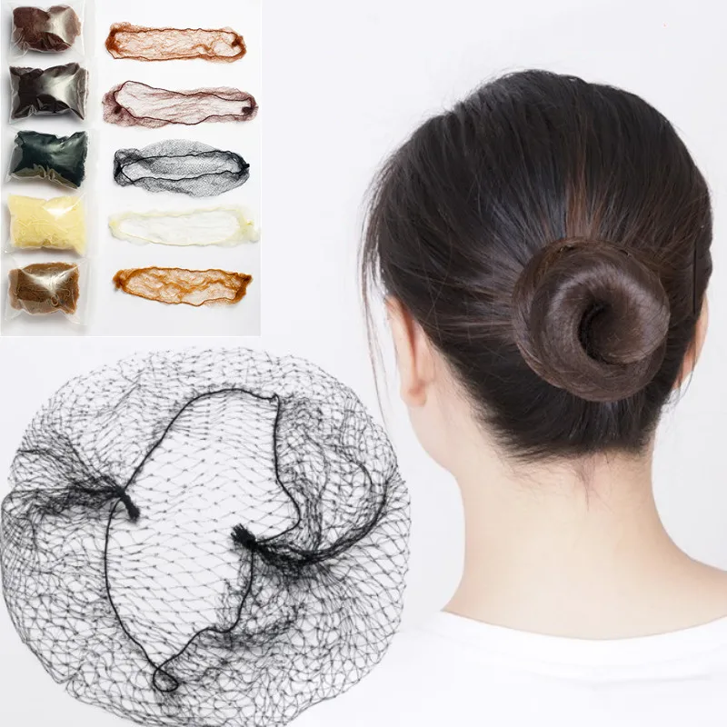 

20pcs Hairstyle Tool Black Brown Beige Coffee 5 Colors 5Mm Mesh Hair Elastic Nylon Hairnets Invisible Hair Nets for Women