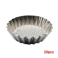 20pcs small party stainless steel tart mold kitchen pans round shape reusable diy baking cups cookie non stick muffin fluted