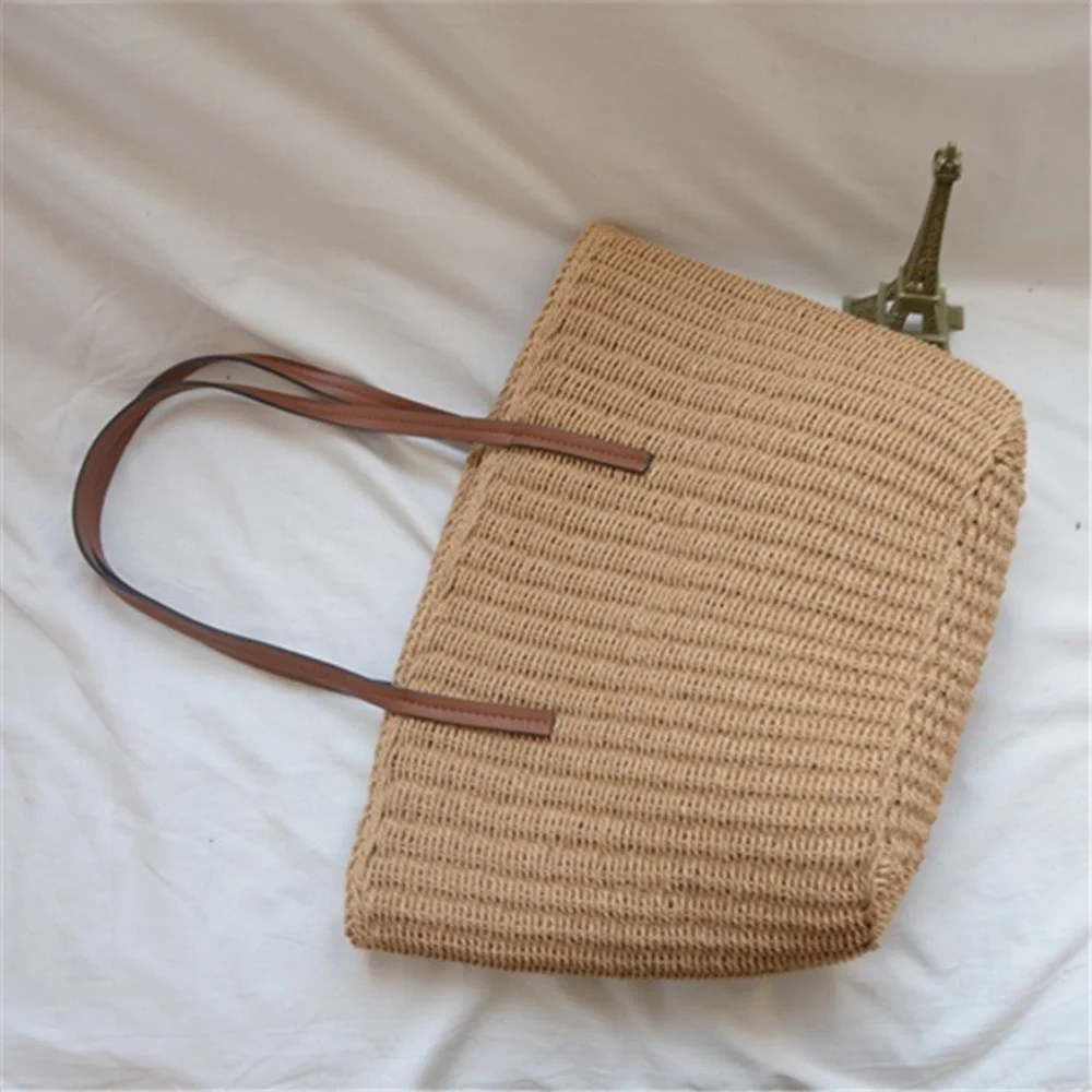 

Travel Women Shoulder Bag Bohemian Paper Rope Woven Straw Bag Designer Beach Tote Rattan Basket Bags for Women Handbags Shopper