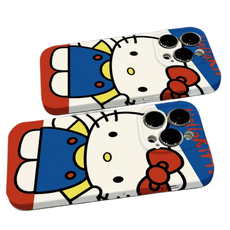 

Милый мультяшный чехол для телефона Kawaii Hello Kitty ins для iPhone 14 11 12 13 Pro Max Mini XR XS X 7 8 Plus защита от падения жесткий чехол