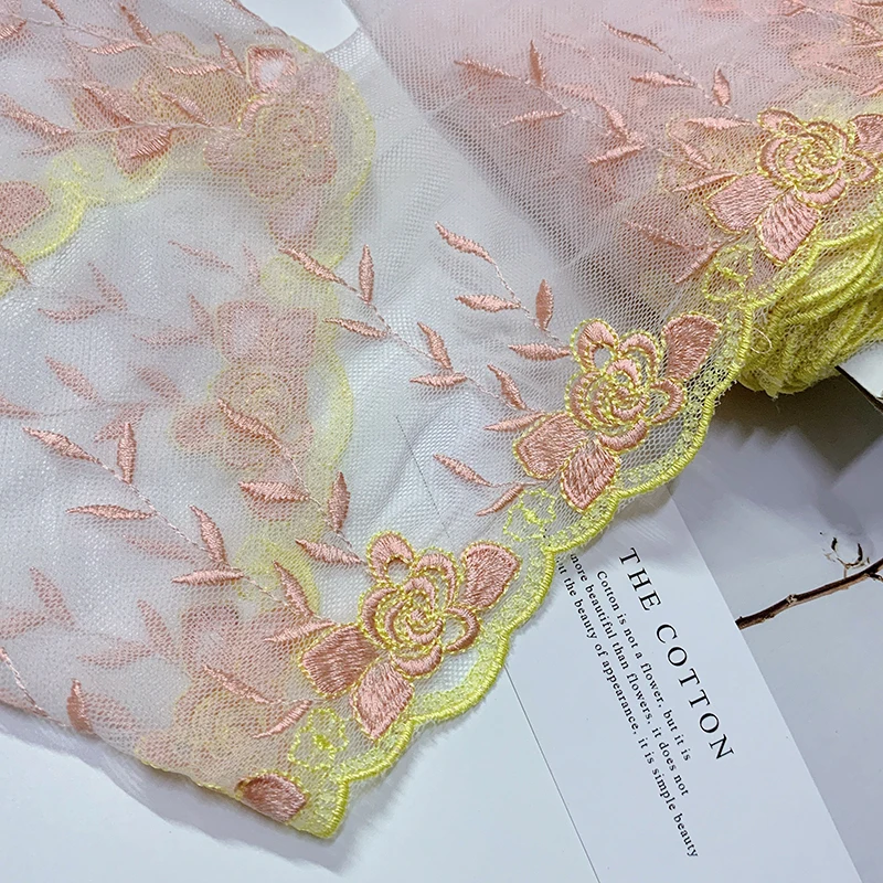 28 ярдов, Розовая вышивка, тюль, кружевная отделка, «сделай сам», для шитья бюстгальтеров, ремесла, мягкая сетка, Цветочная вышивка, кружево для одежды, Новинка