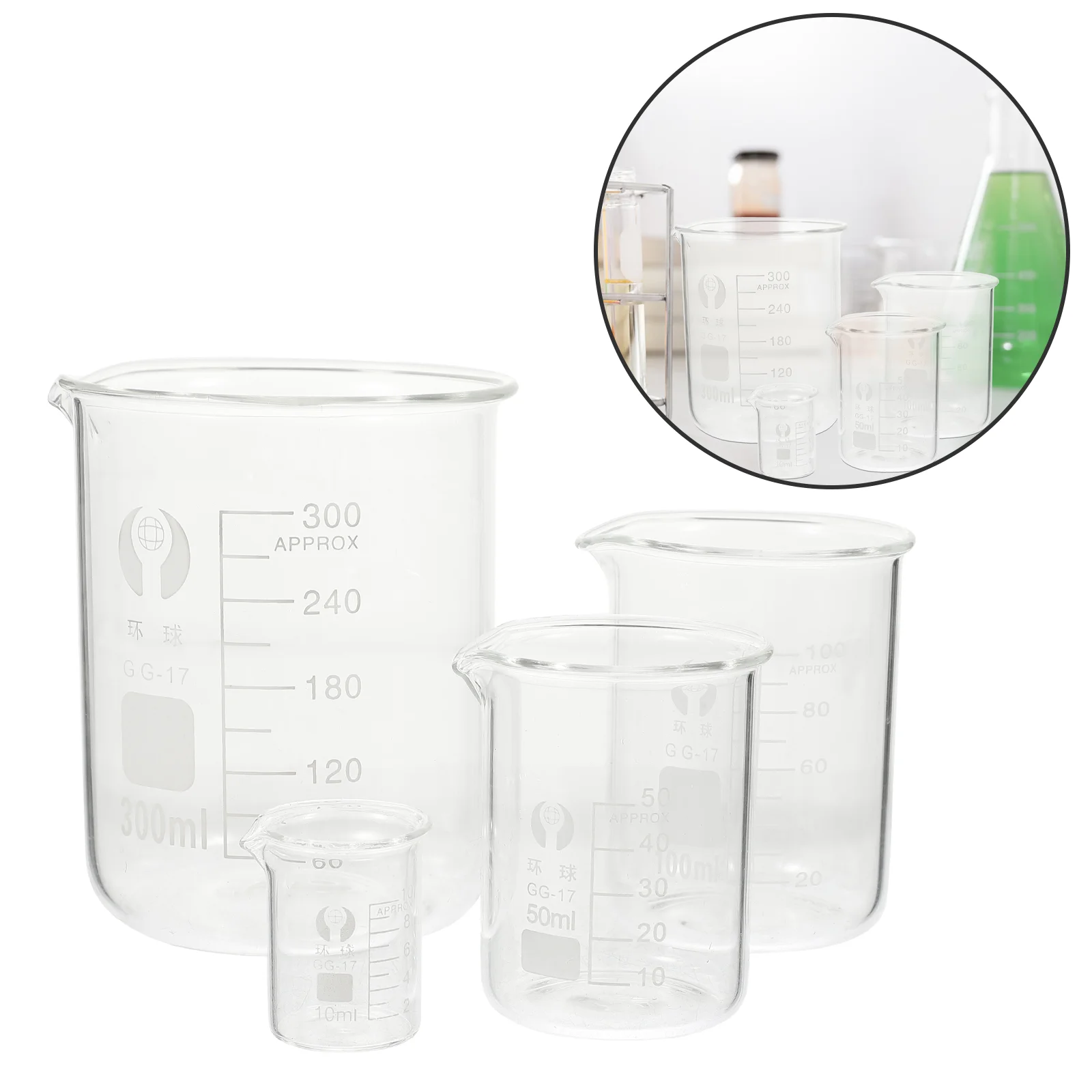 

4 Pcs Glass Beaker Lab Spout Breaker Liquid Measure Cup Equipment Measuring Cups Clear