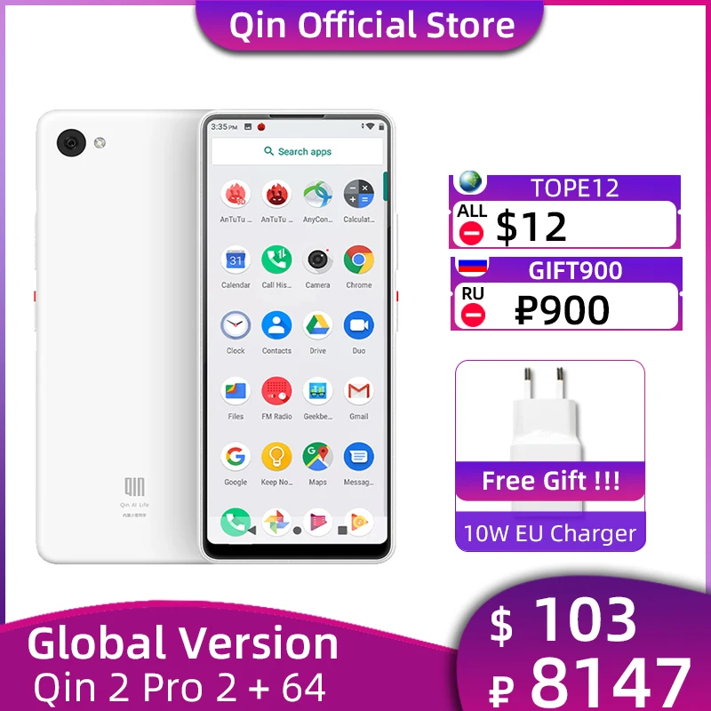 Global Version QIN 2 Pro 2GB 64GB Mobile Phone 5.5'' Full Display 576*1440P13MP Rear Camera Smartphone 2100mAh Battery Android 9
