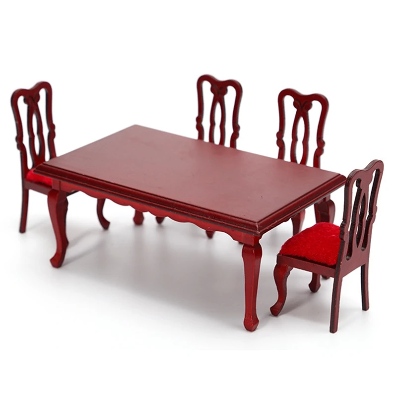 

1:12 Dollhouse Table Chair Furniture Dinning House Accessories Wood Mini Living Furniture Sets