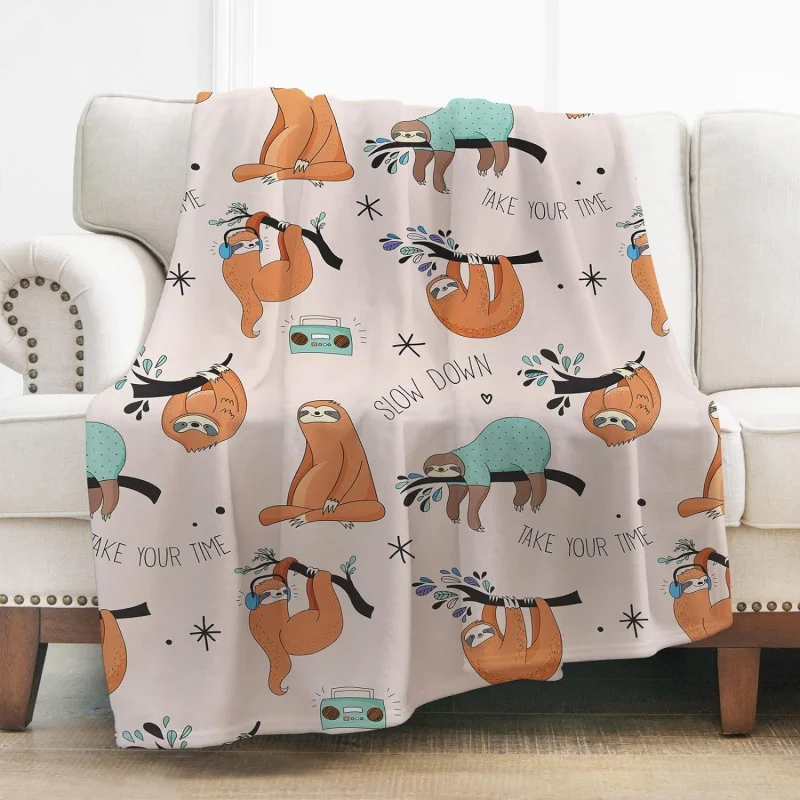 

Sloth Throw Blanket Gifts for Women Girls Boys Soft Cozy Lightweight Blankets fit Decor Couch Bed Sofa Travel Camping Christmas