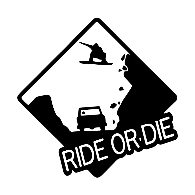 

Black/Silver Ride or Die Snowboard Creative Vinyl Decal Body of Car Decoration Car Stickers 16.3CM*16.2CM