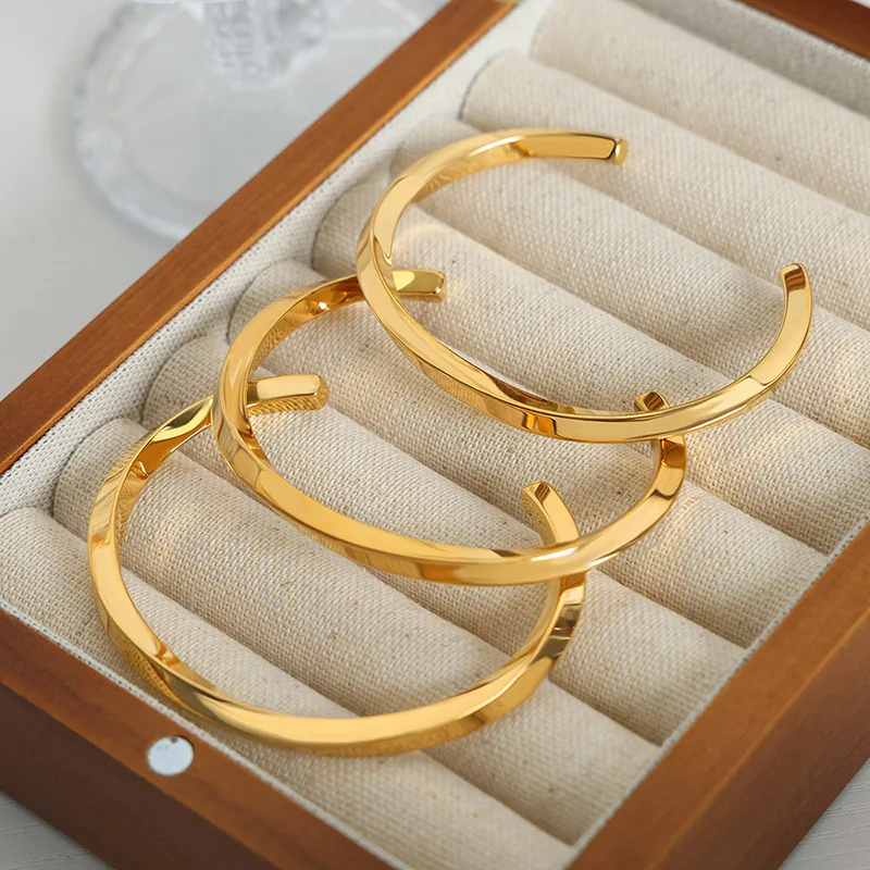 Женский геометрический браслет с гладкой поверхностью водонепроницаемый из