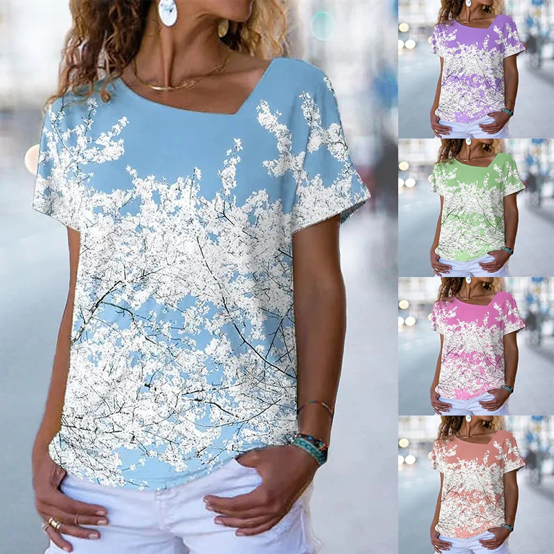 

Women's 2022 Fashion T Shirt Print V Neck Vintage Tops Plus Size Casual Shirt XS-9XL