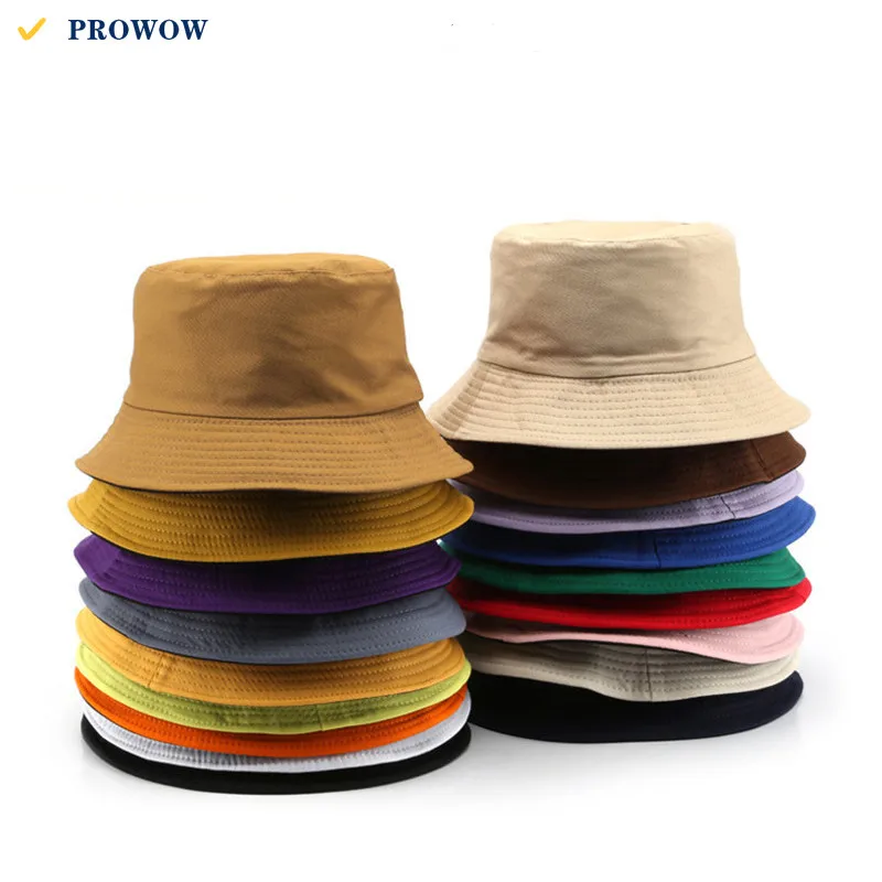 

PROWOW Casual Two Sides Double Color Soild Outdoor Bucket Hats for Women Men Summer Sun Protection Fisherman Hat Girls Boys 7466