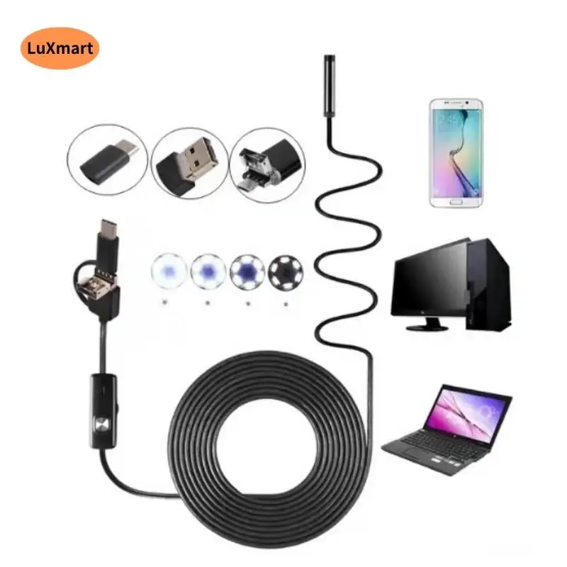 

8.0mm 3 in 1 720P Android Phone Endoscope Camera 10M Micro USB Video Mini Pipe Inspection Dark Hole Check Borescope with 8 LEDs