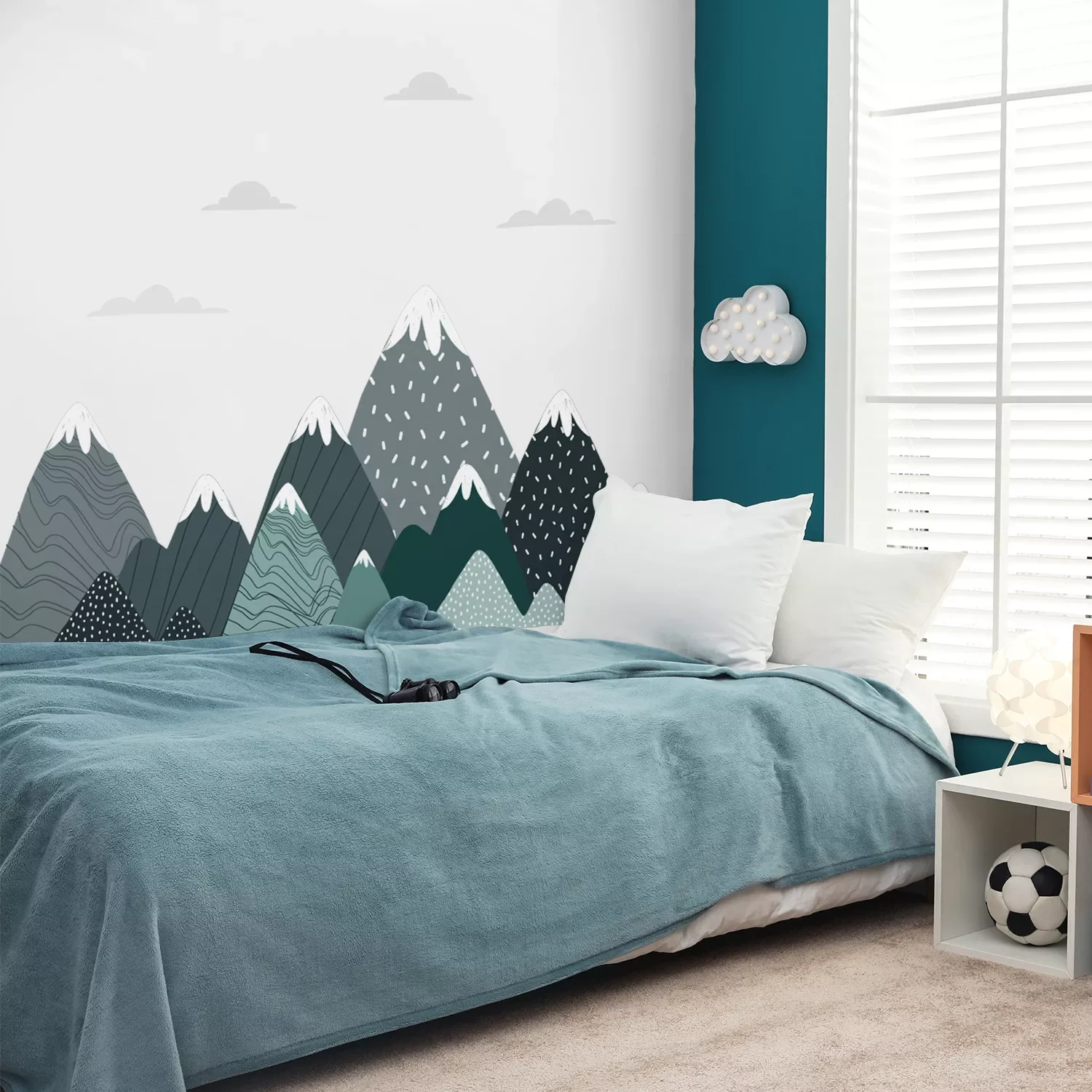 

Green Round Mountain Nordic Self-Adhesive Fabric Wallpaper Kids Bedroom Living Room Wall Stickers Nursery Home Decor Murals