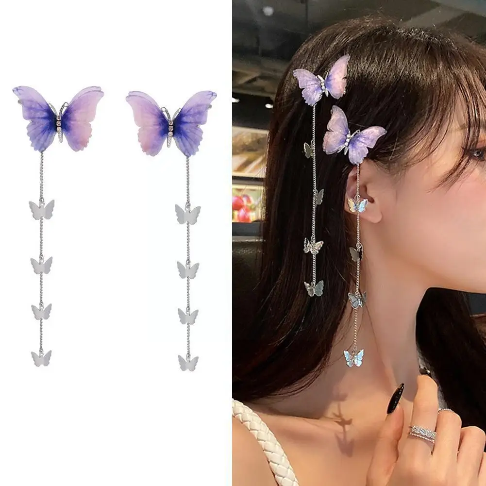 

Butterfly Hairpins For Women Korean Elegant Metal Tassel Long Hair Clips For Women Chinese Hanfu Antique Party Hair Accesso U5T7