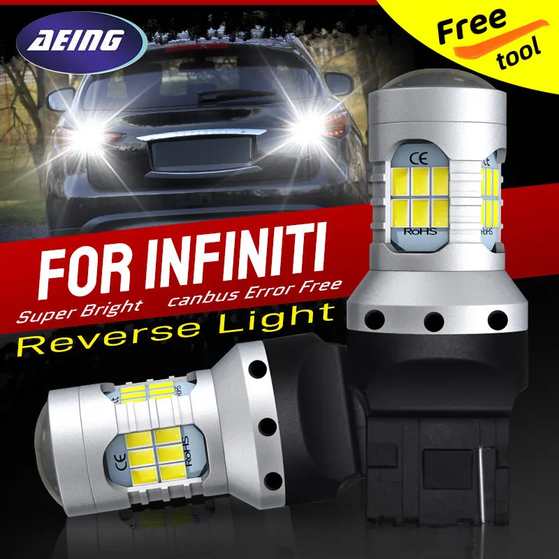 2pcs Car LED Reverse Light Blub T20 7440 W21W Backup Lamp Xenon White For Infiniti FX35 FX50 FX37 FX30 FX45 QX70