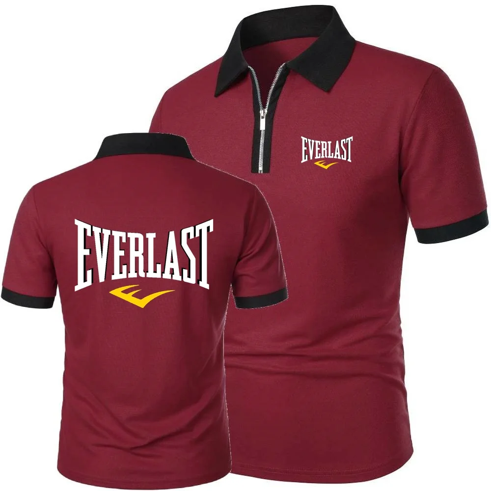 Фото EVERLAST МУЖСКИЕ рубашки поло для бега и тренировок, футболка, летняя дышащая сетчатая хлопковая футболка на молнии с лацканами, футболка для тренажерного зала, фитнеса и тренировок, поло №4