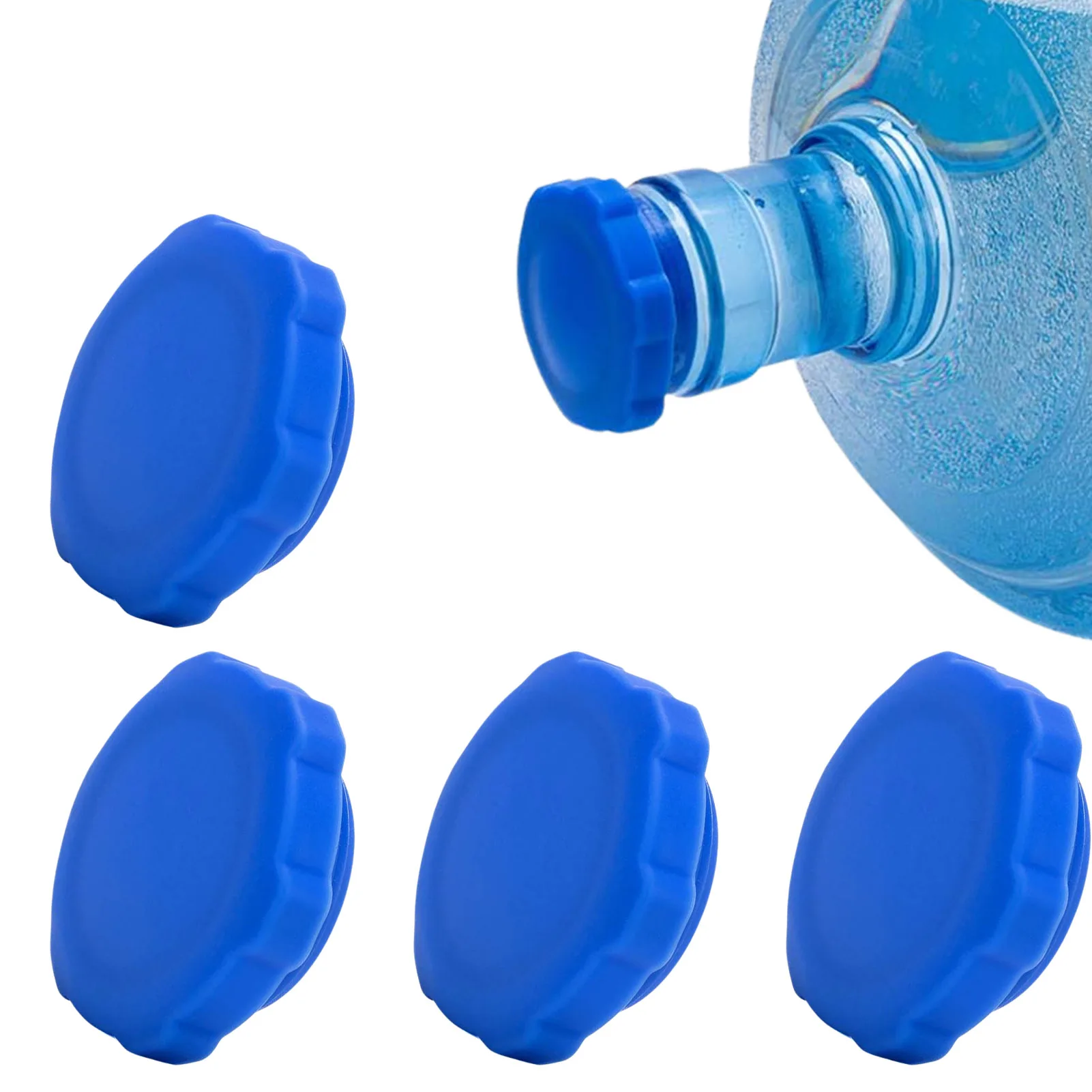 

4 Pcs Gallon Water Bottle Caps Spill Proof Silicone Water Bottle Lid With Unique Shape Silicone Anti-Splash Reusable Bottle Caps