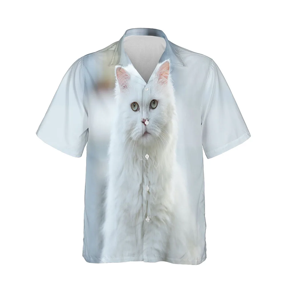 

Jumeast 3D Baggy Blouses Hawaiian Short Sleeves Men Shirt Cute Kitty Print Single Breasted Shirt For Men Streetwear Clothes Tops