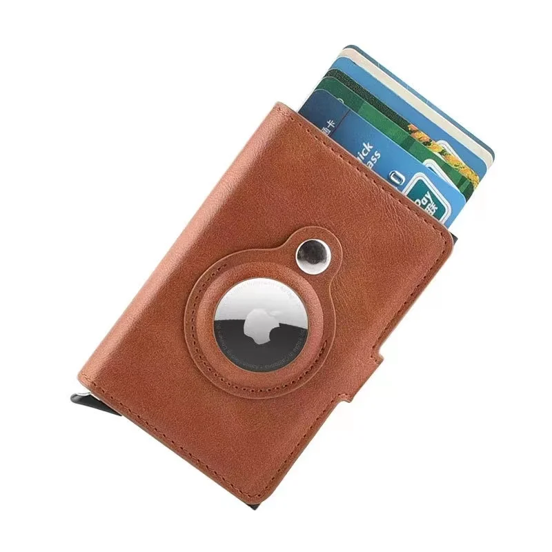 Men's And Women's New Multi-Functional High-Quality Leather With Aluminum Alloy Card Box AirTag Anti-Theft Card Holder