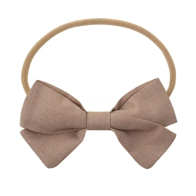 

Newborn Baby Elastic Headband Sweet Linen Bow Knot Stretchy Hair Band Accessory