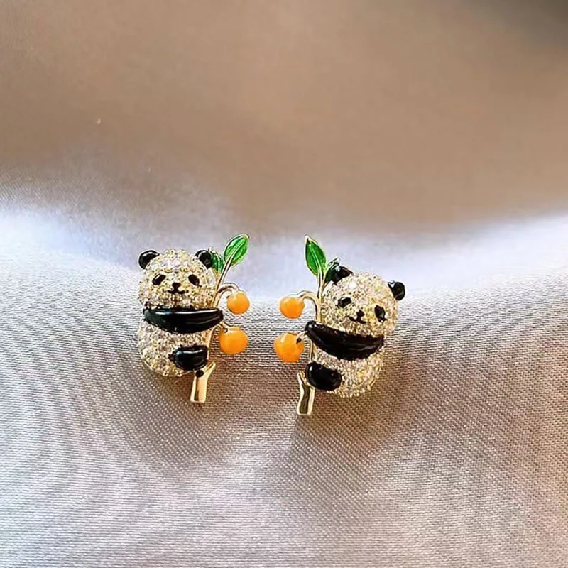 Серьги с пандой новые модные бамбуковые серьги в китайском стиле дизайнерские