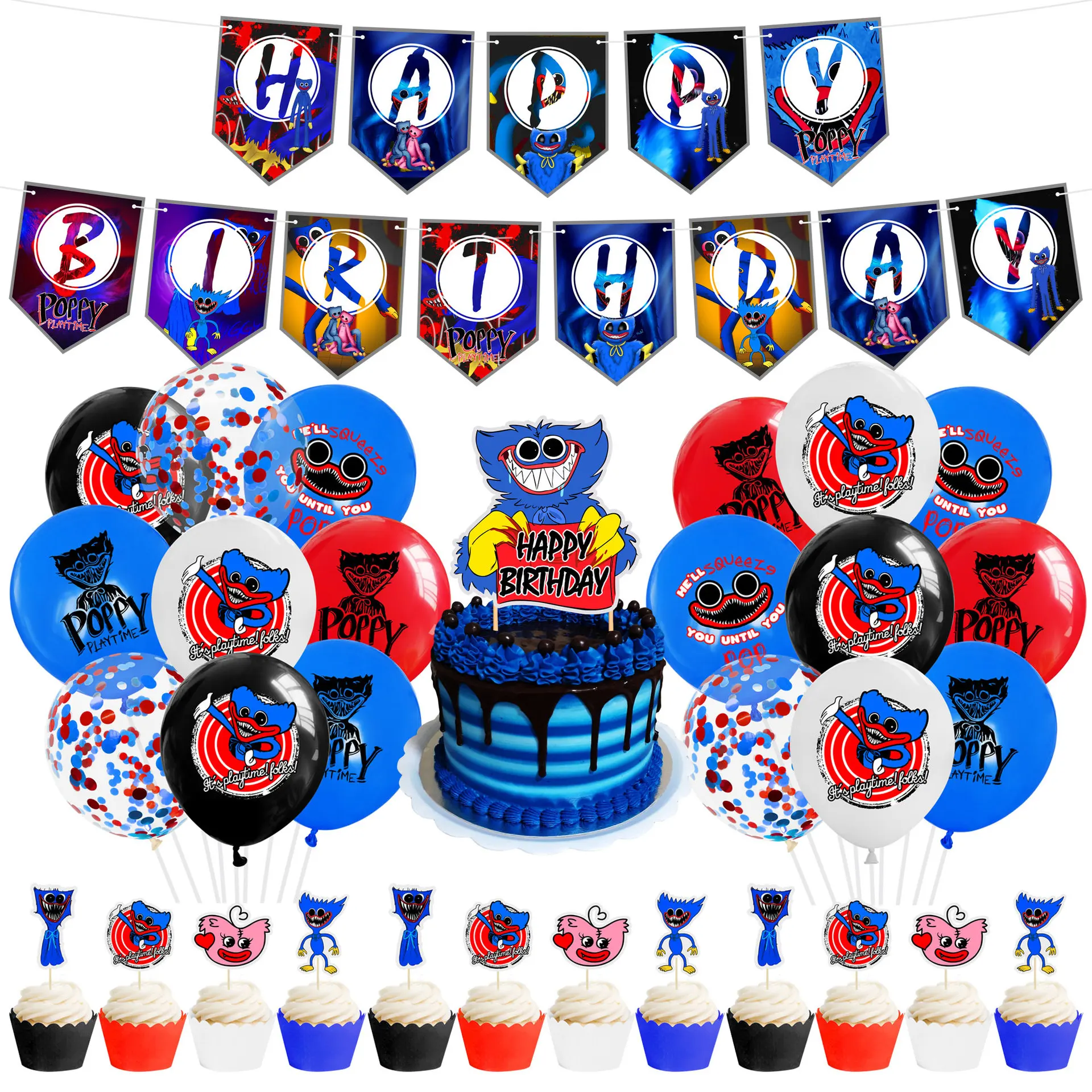 

Huggy Wuggy Poppy Playtime Birthday Party Decoration Supplies Hague Vagi Balloons Banner Cake Toppers Baby Shower Kids Toy Gift