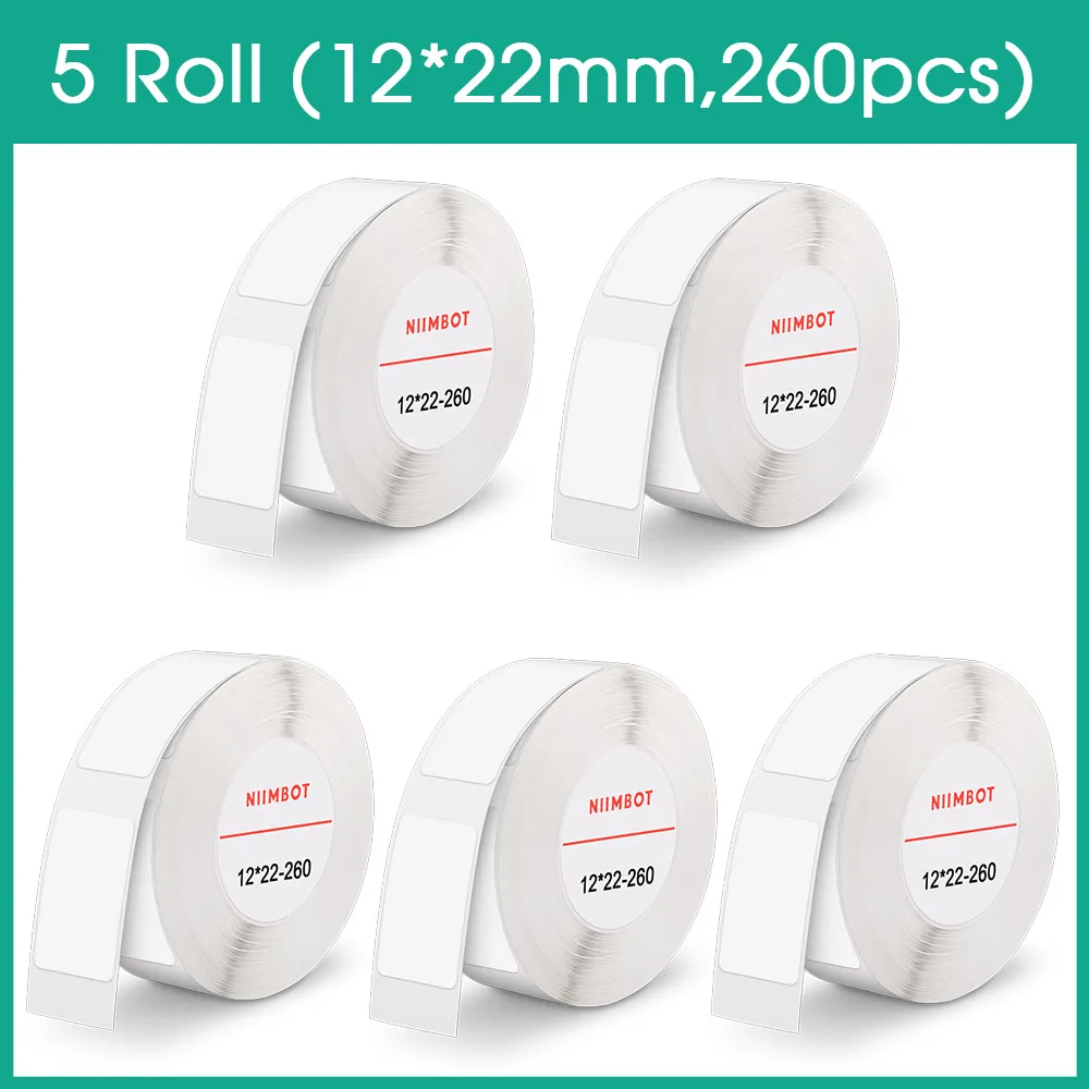 

5 Roll 12*22mm Niimbot D11 Mini Label Printer Sticker Paper Price Tag Thermal Labels work for Niimbot D11 Wireless Label Printer