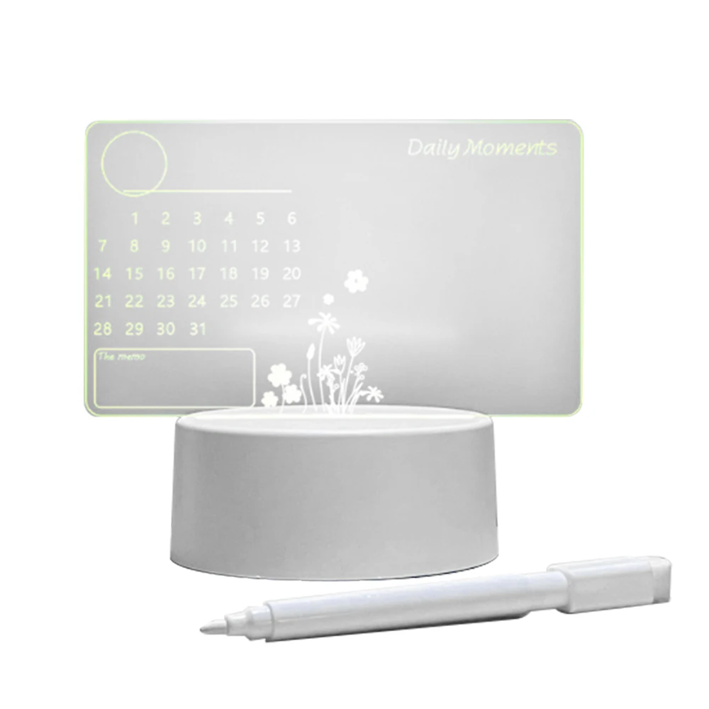 Transparent LED Luminous Memo Board Night Light Luminous Calendar USB Message Board With Pen DIY Night Light Room Decoration