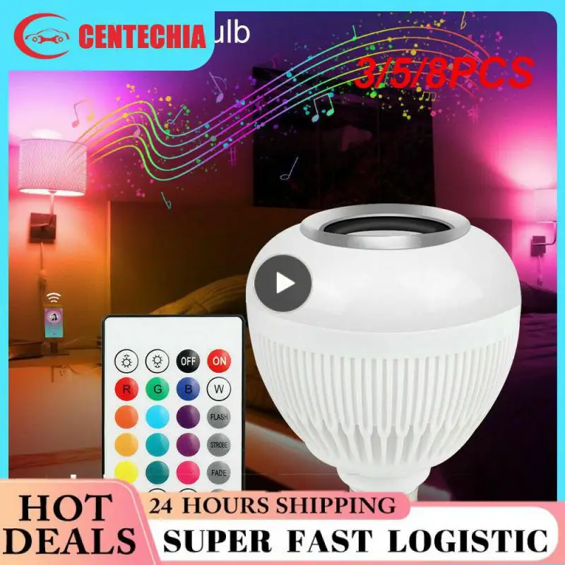 

3/5/8PCS White Light Bulb Adjustable High Quality Music Smart Bulb Remote Controller Support Music Smart Home 12w