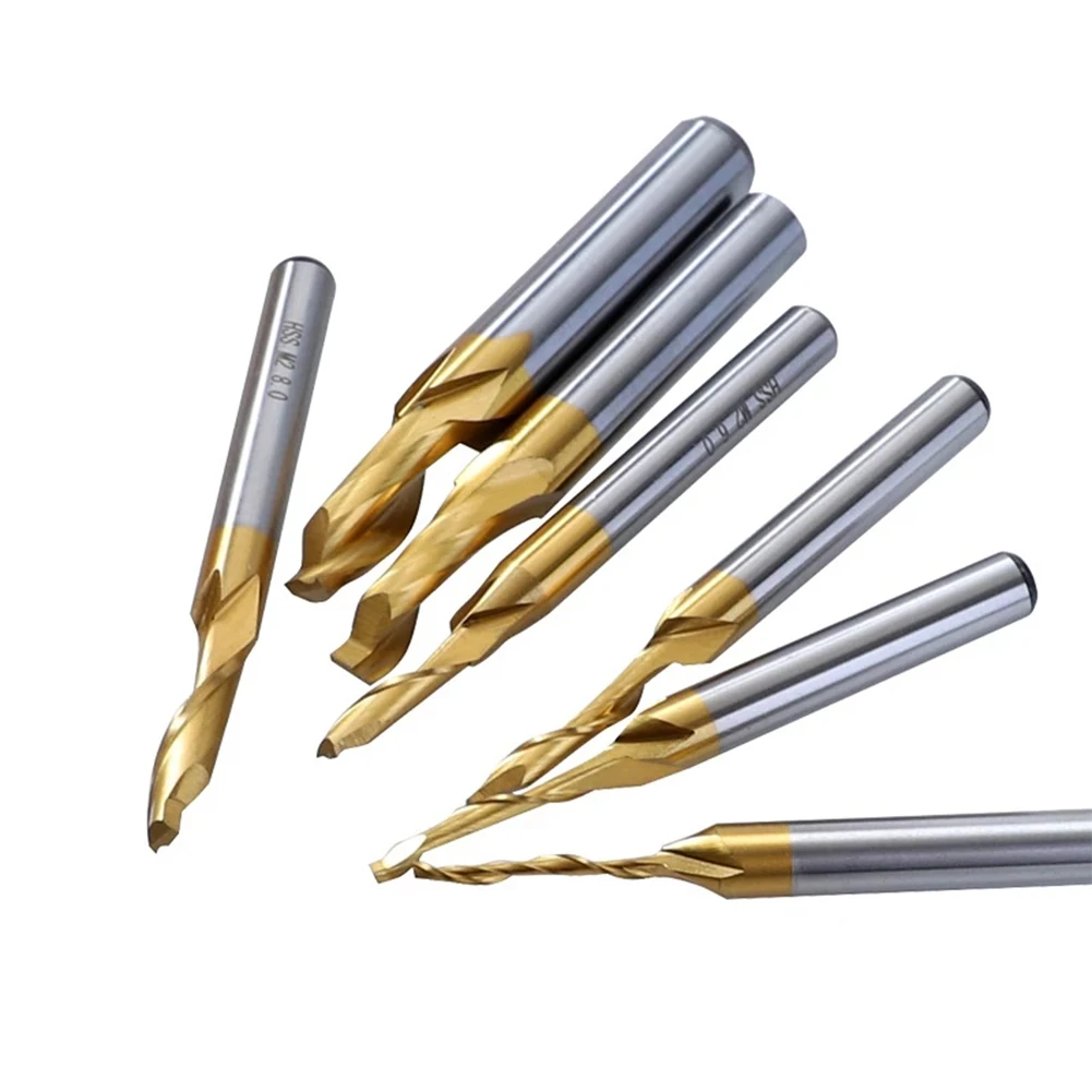 Router Bit Spiral End Mill 3-12mm Head 80mm Length Cutter Engraving HSS Titanium Coating Single Flute Hot Sale