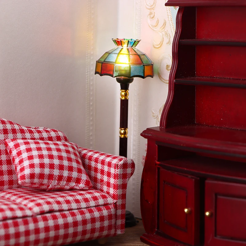 1:12 миниатюрная лампа для кукольного домика цветная напольная стоячая настольная