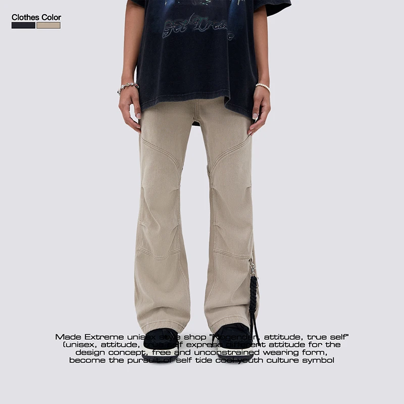 Overalls Workwear Pants sweaterpant Abrasion resistant Loose casual Jeans Retro Lumberjack pants DOUBLE KNEE PANT with Tool bag 