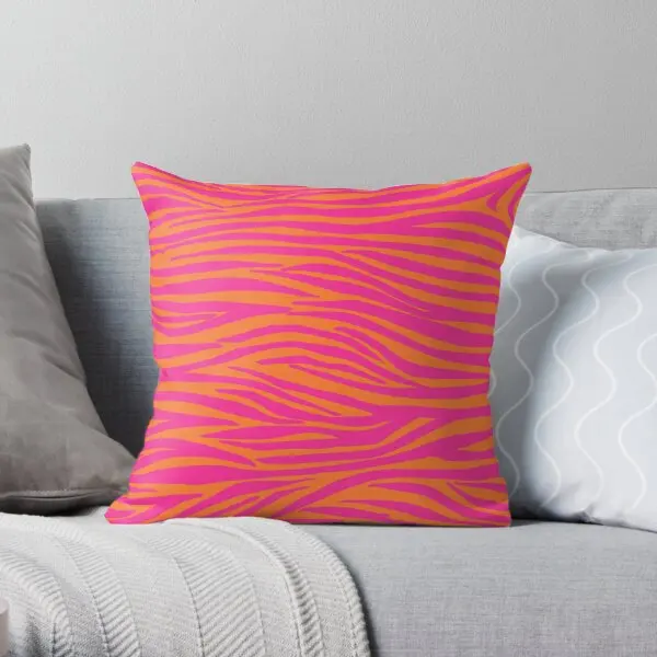 

Pink And Orange Zebra Stripes Printing Throw Pillow Cover Fashion Fashion Cushion Comfort Home Waist Square Pillows not include