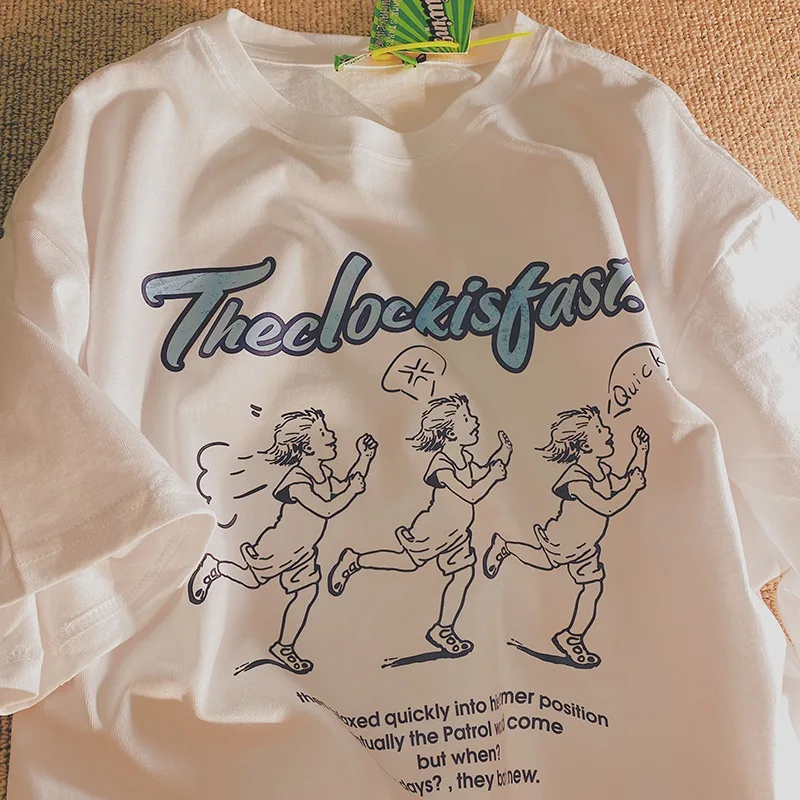 

Cartoon Letter Printed Cotton Maternity Tees Oversize Loose T Shirt Clothes for Pregnant Women Summer Casual Pregnancy Tops