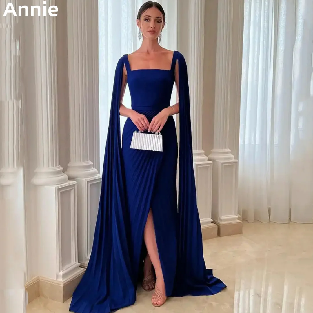 

Annie Vintage Sapphire Blue Prom Dresses Cape Fishtail Vestidos De Fiesta Elegantes Para Mujer 2023 Luxurious Robe فساتين السهرة