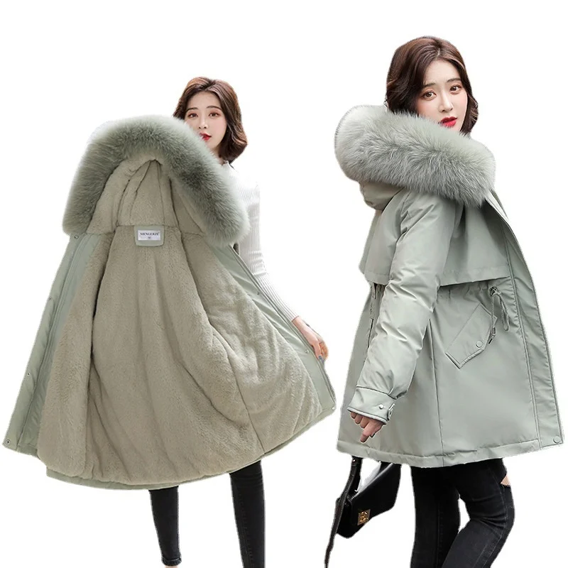 2022 New Winter Jacket Women Parkas Warm Casual Parka Clothes Long Jackets Hooded Parka Female Fur Lining Thick Mujer Coat