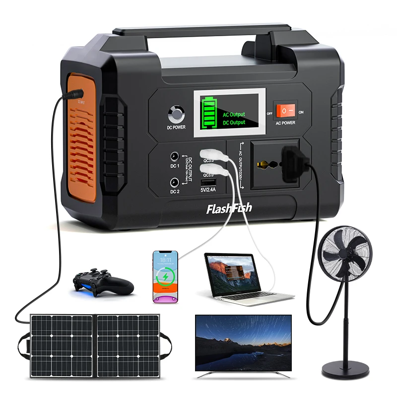 

Battery Power Storage All in One with panel EU Batterie Solaire Solargenerator Back up backup 200W Solar Generator for Camping