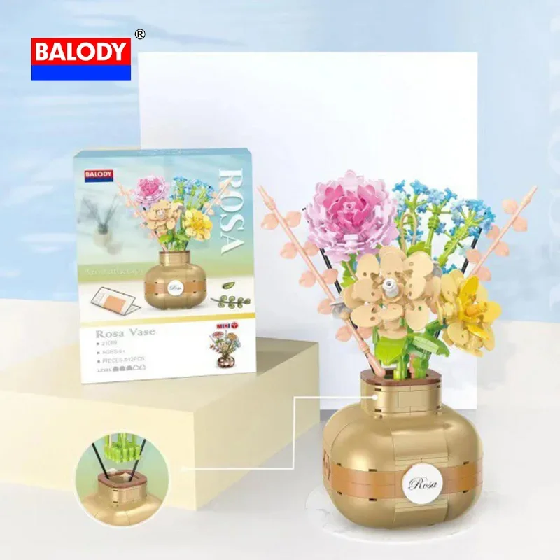 BALODY цветочная корзина серии мини-головоломка блок подсолнечник в форме розы