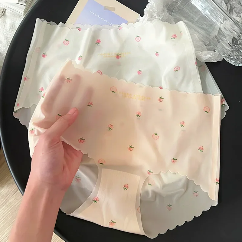 Бесшовное нижнее белье из ледяного шелка женские летние ультратонкие трусы с