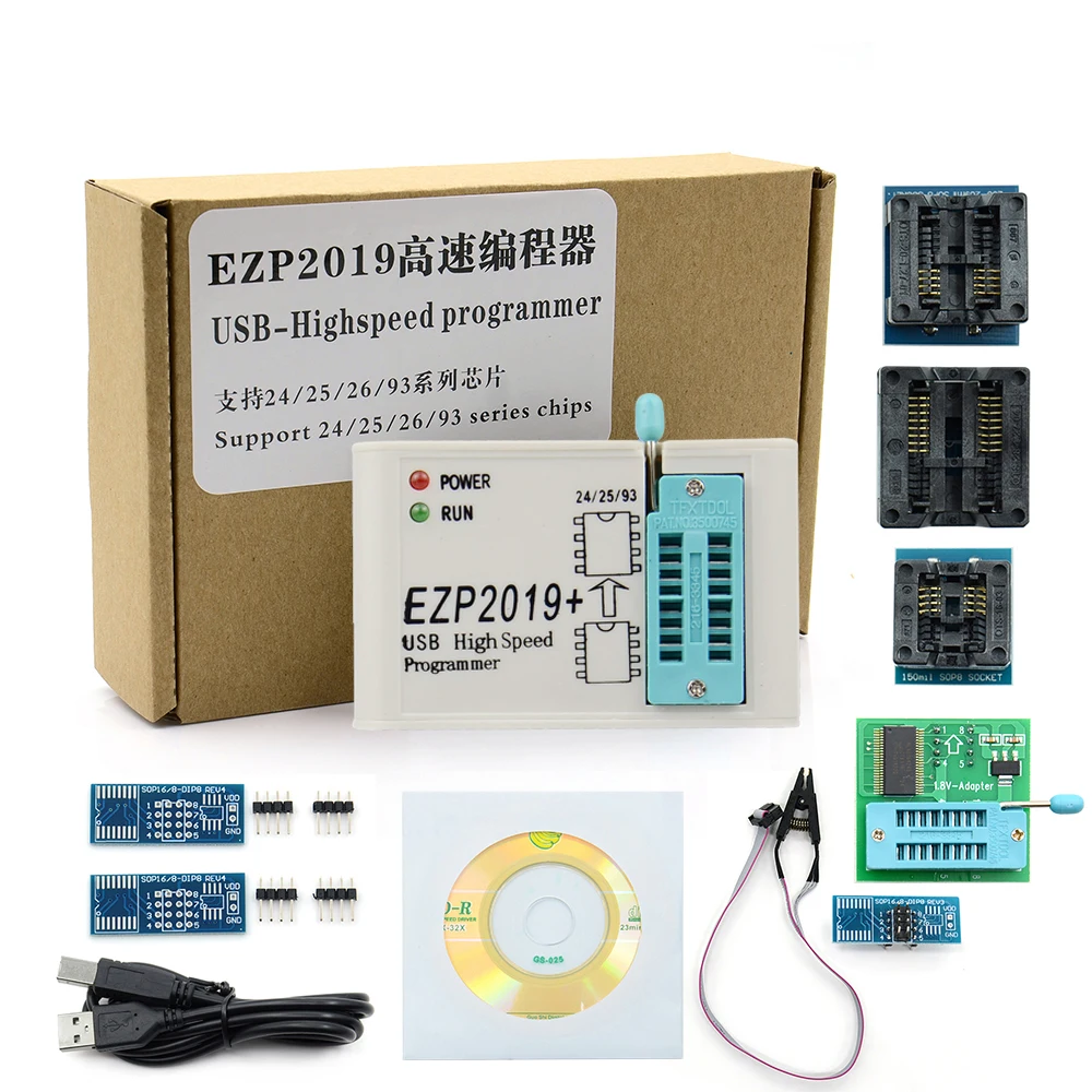 EZP2019 High Speed USB SPI Programmer EZP 2019 with Adapter Support 24 25 93 EEPROM 25 Flash BIOS Chip and Socket