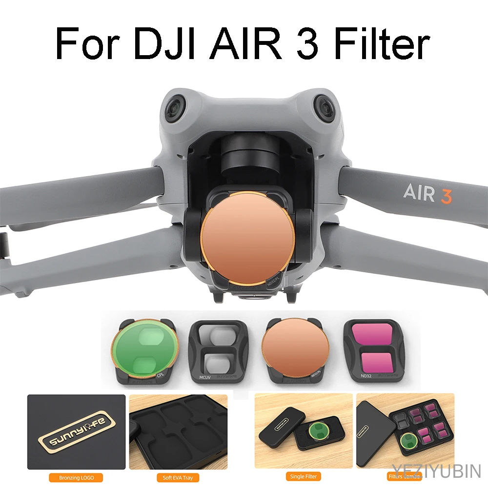 

For DJI AIR 3 accessories ND4 matting MCUV, adjustable ND16/PL CPL polarization filterFor DJI AIR 3 shooting filter