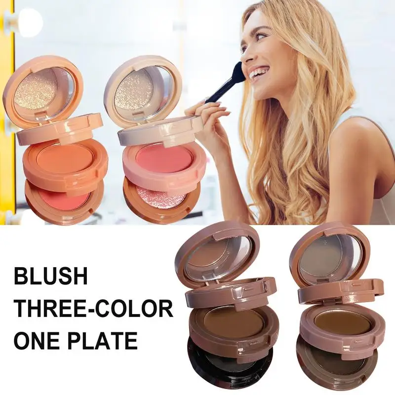 

3-in-1 Eyebrow Shadow Palette Blush Tray Matte Eyeshadow Shimmer Highlighter Blush Plate For Women Matte Shimmer Eye Shadow