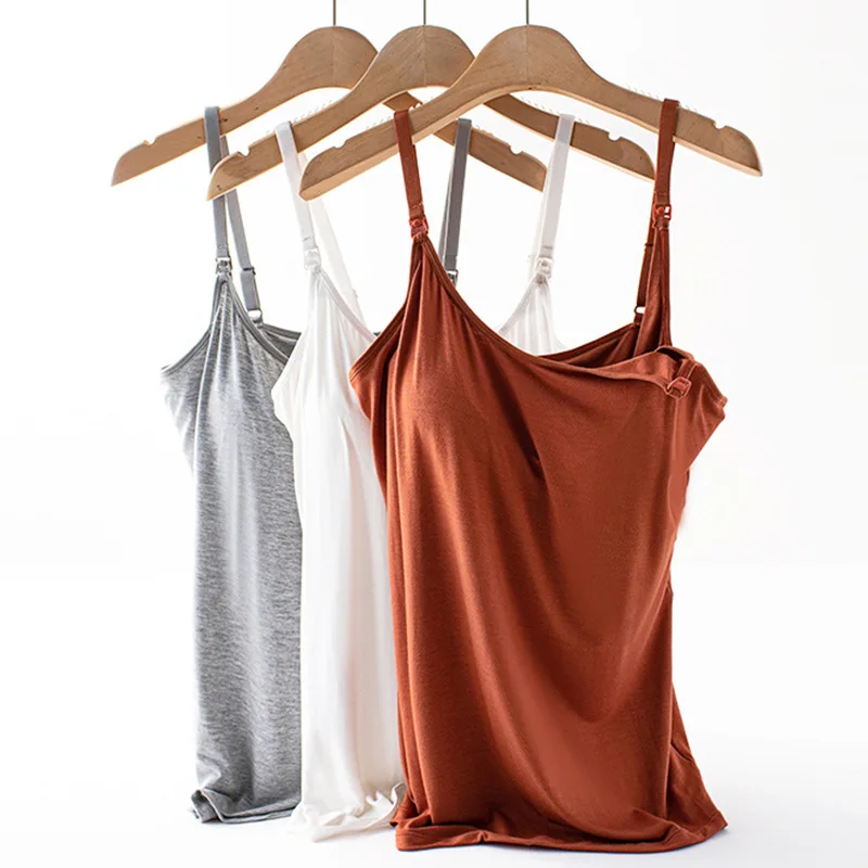 

Новая Модальная Пижама на бретельках для грудного вскармливания для беременных женщин Одежда для кормящих мам Топ для кормящих матерей разные цвета