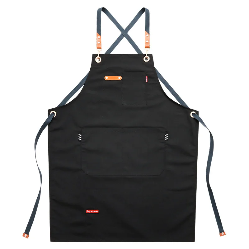 

Denim canvas apron, Korean fashion pocket, artist apron, Chinese restaurant barber, men's and women's overalls, coffee