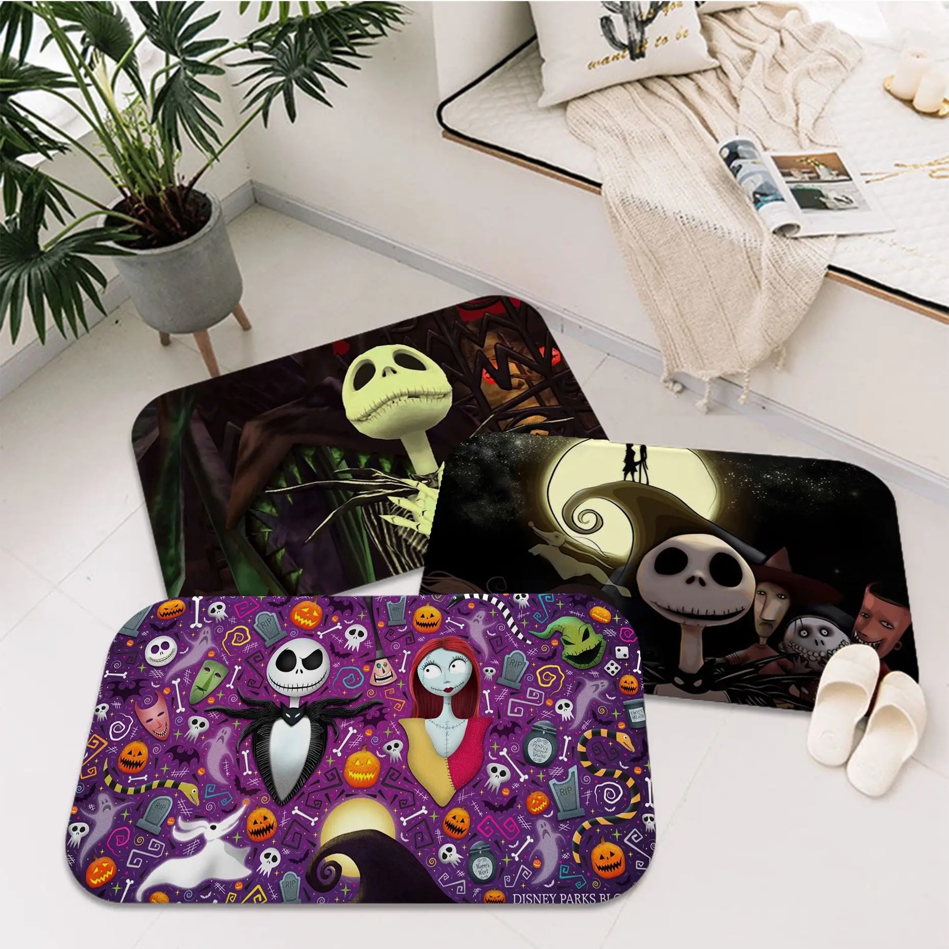 

Disney Jack Skellington Nightmare Before Christmas Floor Carpet Anti-slip Absorb Water Strip Cushion Bedroon Mat Welcome Doormat