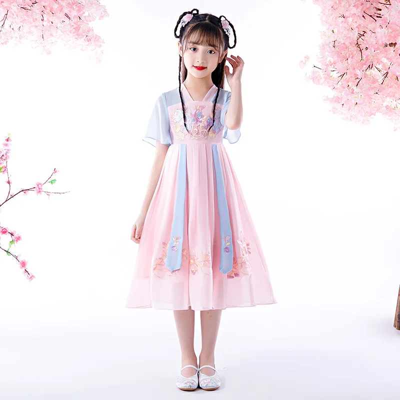 Новое Детское платье в китайском стиле с вышивкой старинном пушистый костюм