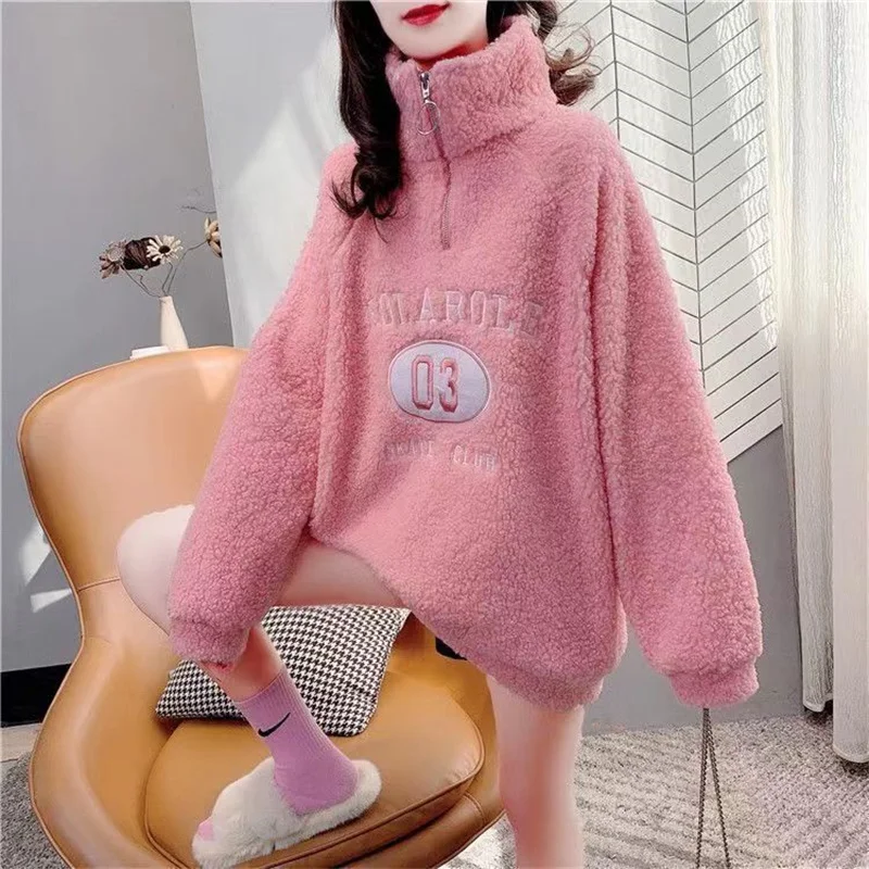 Плюшевая и толстая искусственная кожа для женщин ins2024 новая осенне-зимняя